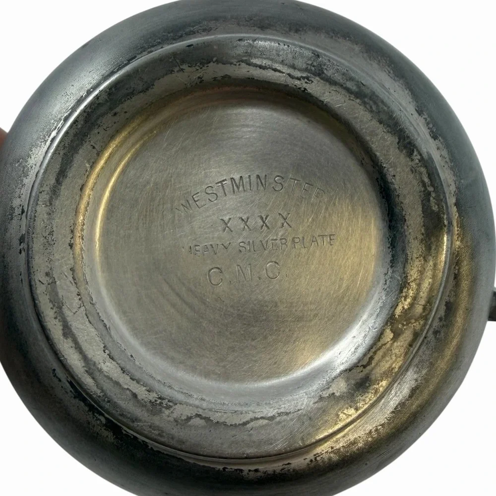 Westminster CMC B14 Heavy Silver Plate Teapot Sugar Bowl‎ Tarnished